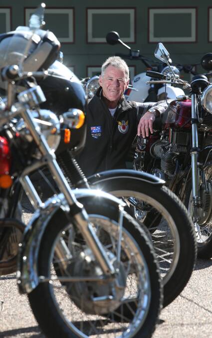AMCA Australia president Tony Blain prepares for the inaugural AMCA Australia National Classic, Vintage & Antique Motorcycle Event at Bulli. Pictures: Robert Peet


