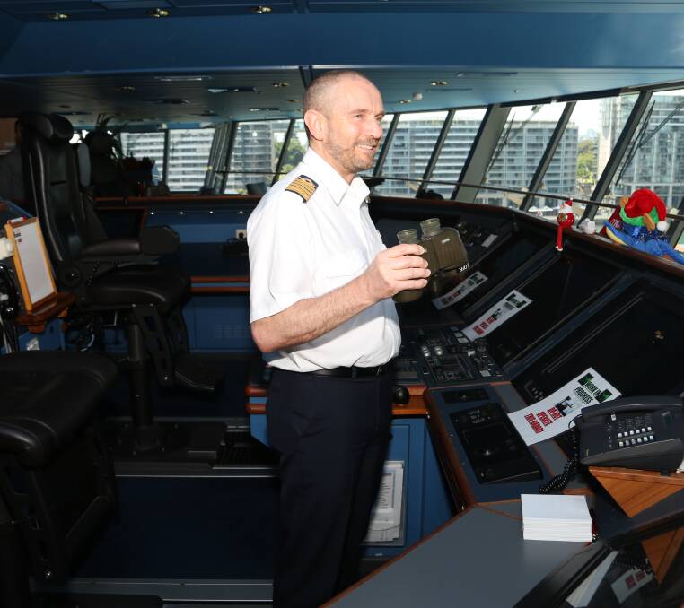 Master and commander: Ship captain Goran Peterson will survey the arrival into Port Kembla from the Bridge of Radiance of the Seas. Picture: Greg Ellis