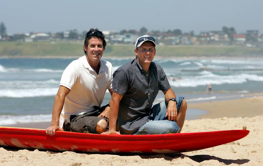 IRONMEN: Darren and Dean Mercer at Thirroul Surf Beach in 2007. Picture: Orlando Chiodo.
