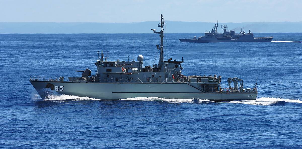Ship comes in: Royal Australian Navy minehunter HMAS Gascoyne and her 46 crew will be in Port Kembla for two days this weekend. Picture: RAN.