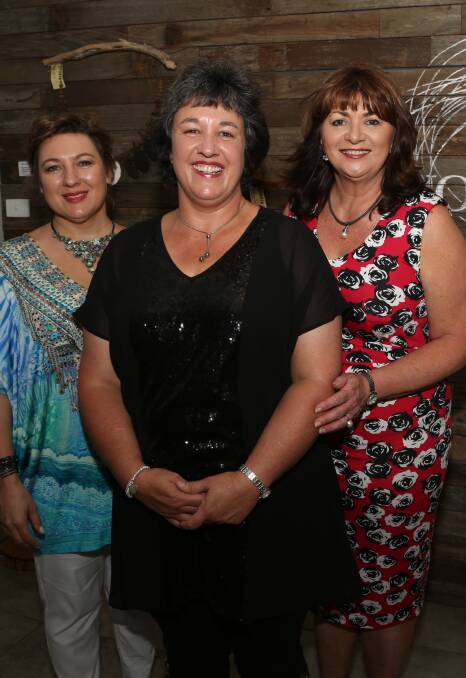 Thriving Women Illawarra: Karen Meiring de Gonzalez, Isha Knill and Virginia Wren at the inaugural networking event at The Woolshed. Picture: Greg Ellis.




