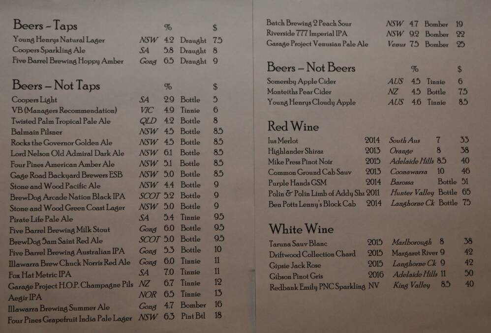 The expanded beer menu at Howlin Wolf Bar.

