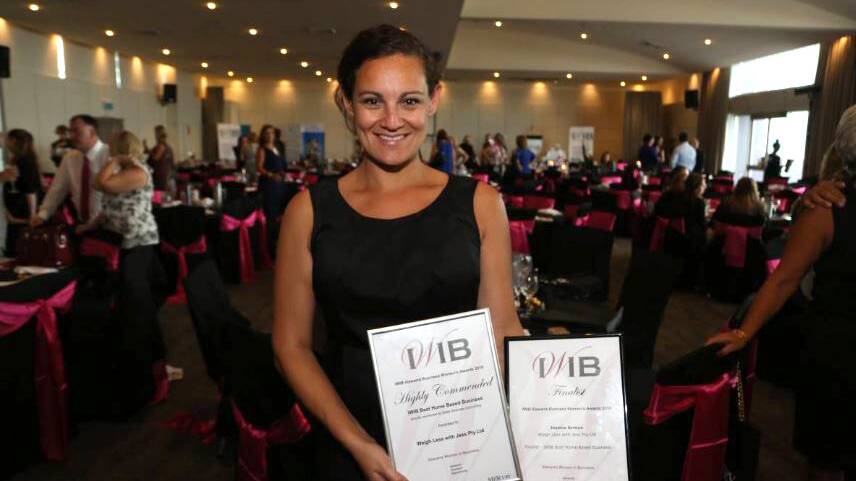 Recognition: Jessica Arroyo at the 2016 Illawarra Women in Business Awards where she was highly commended in the best home based business category. Pic: Greg Ellis.

