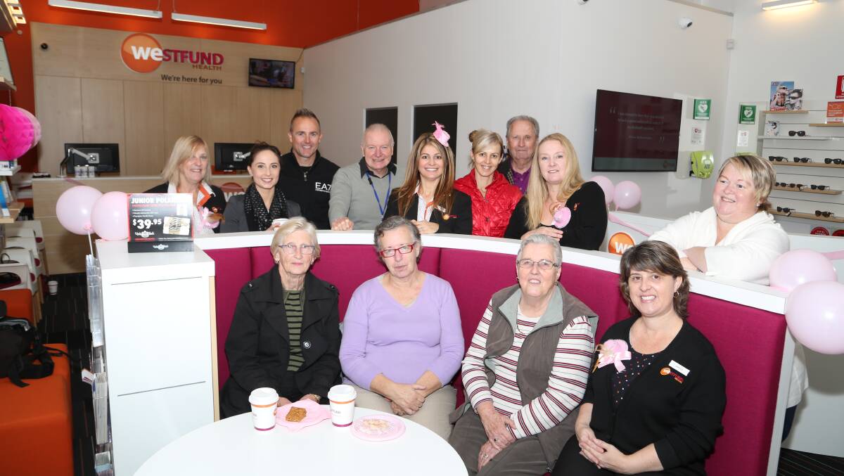 Cancer fundraiser: Dozens of people including Lord Mayor Gordon Bradbery called in to Australia's Biggest Morning Tea at Westfund Health Insurance in the mall on Wednesday. Picture: Greg Ellis.
