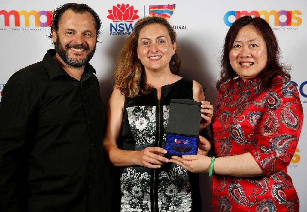 Local win: Sandra Pires accepting a national award for Why Documentaries at Sydney Opera House.

