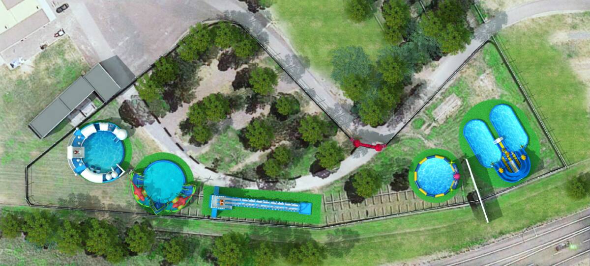 Aerial view of Waliscags Water Worx layout at Dapto Showground. Artists impression.
