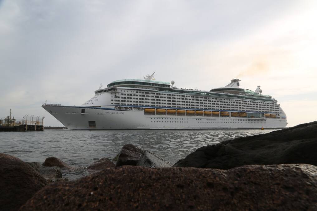 She arrives: Voyager of the Seas coming into Port Kembla Harbour. Picture: Greg Ellis.

