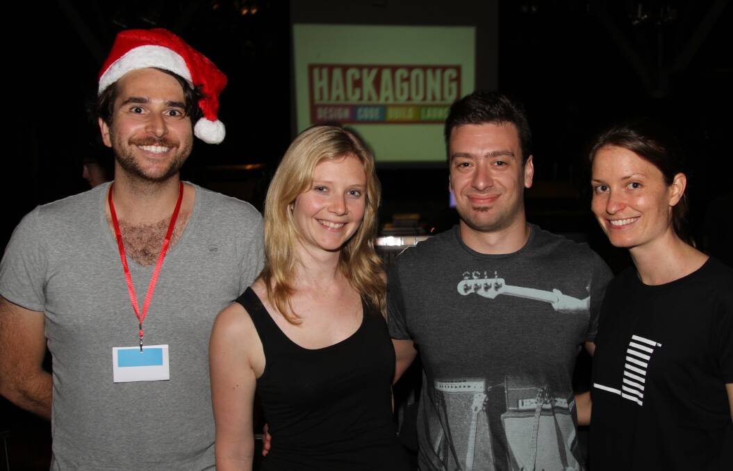 Smart: Steve Morlando, Bec Coleman, Matheos Vlandys and Rebecca Paget, are previous winners of Wollongong's HackAGong for the Kickstart Kristmas product they developed in one weekend. Picture: Greg Ellis
