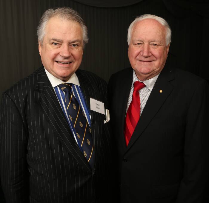 Three ways of future thinking: Social commentator and thought leader Keith Sutor and Roger Summerill at The Illawarra Connection executive lunch at Villa D'Oro on Wednesday. Picture: Greg Ellis.
