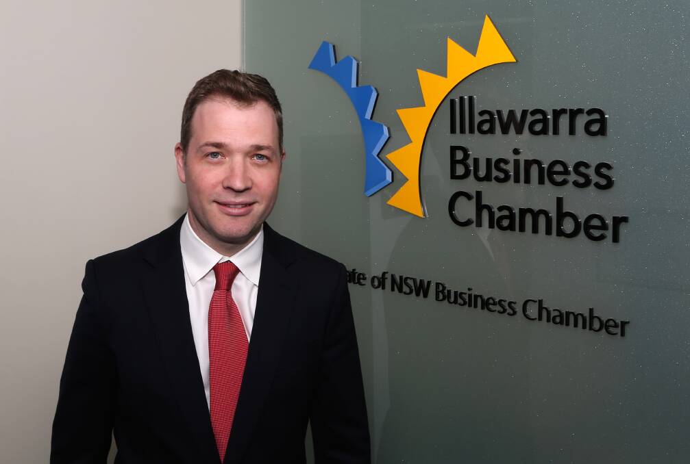 New leader: Adam Zarth is wasting no time making himself known and getting on with the job as Illawarra Business Chamber's new executive director. Pic: Greg Ellis.
