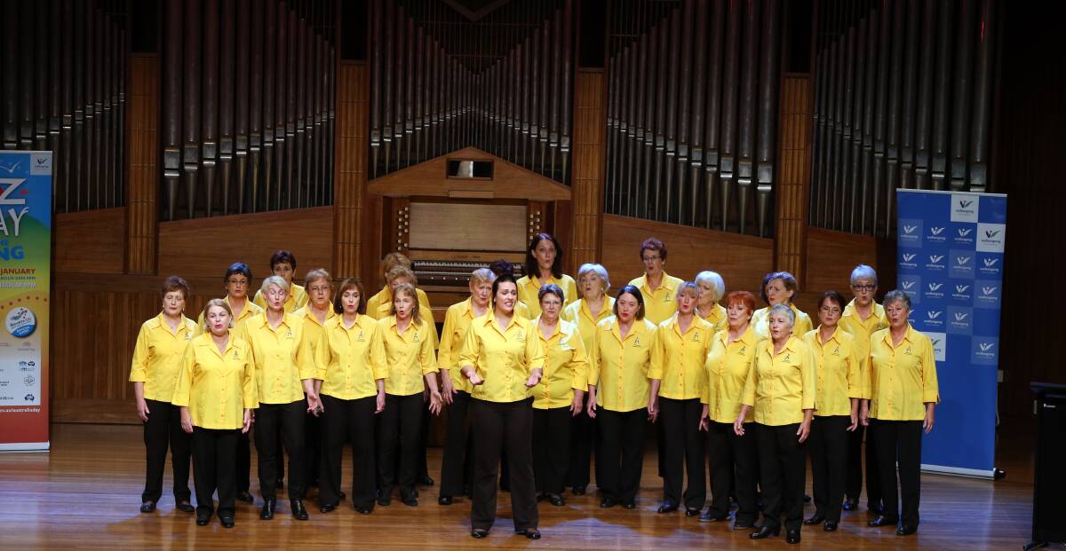 Harmony chorus: The Wollongong Harmony Chorus perform at the Australia Day Citizenship Ceremony in Wollongong. Picture: Sylvia Liber.
