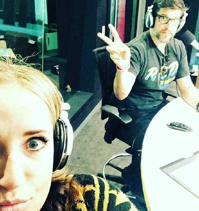 Bianca Dye in the studio with The Bachelor's Osher Gunsberg who opened up about anxiety and depression for Tuesday night's national radio show.

