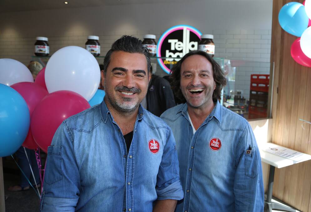 Big first day: Tella Balls Dessert Bar founders Aki Daikos and Simon Kappatos were amazed by the first day response to their new store at Stockland. Picture: Greg Ellis.
