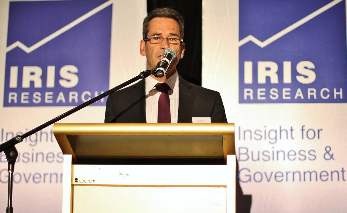 Back in black: IRIS Research chairman John McEwan. Picture: Greg Ellis.
