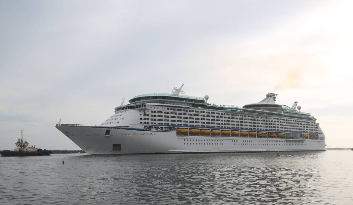 Mega-liner return: Voyager of the Seas arriving in Port Kembla Harbour during the Royal Caribbean's inaugural visit on December 27. She returns for her last visit this season at 8am on Wednesday. Picture: Greg Ellis.


