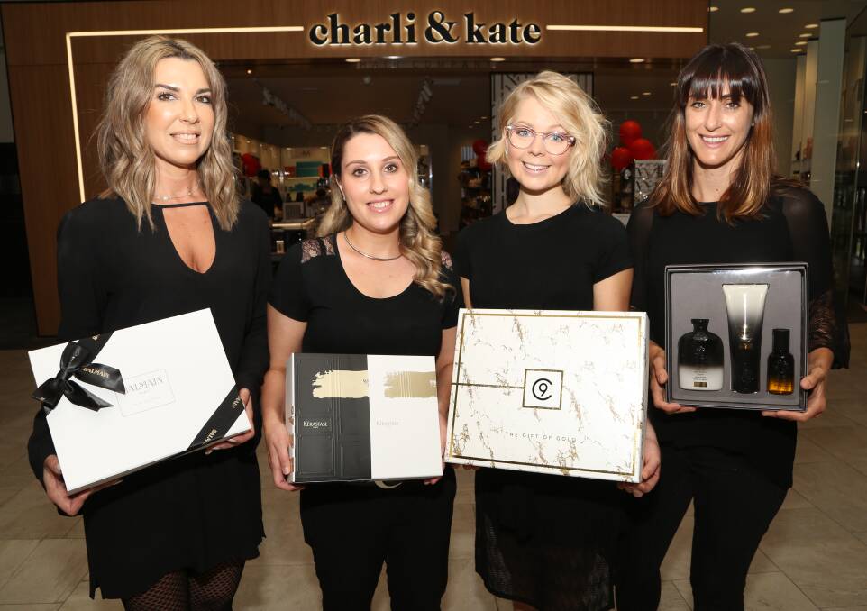 More than a salon: Angela Juskiw, Melissa Gorgievski, Imogen Smee and Felicity Morgan are being kept busy with retail shopping this Christmas. Picture: Greg Ellis.

