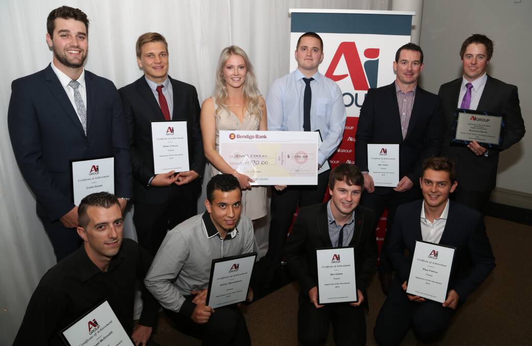 All the finalists and certificate recipients at the Australian Industry Group dinner where Jenna Conran was named Apprentice of the Year for 2015.  Picture: Greg Ellis
