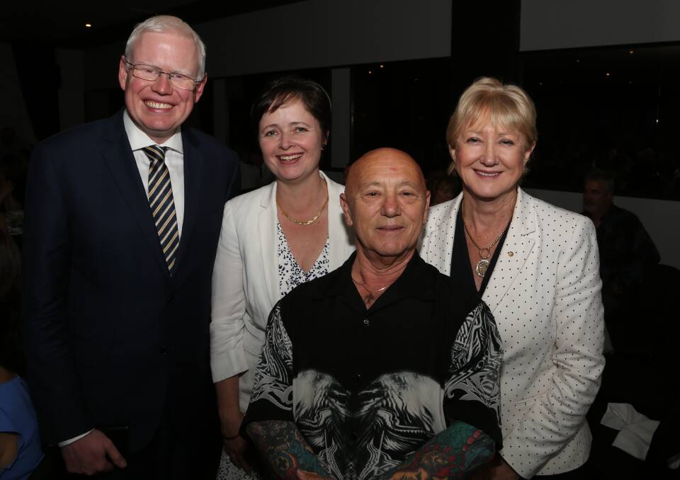 Important mission: Gareth Ward, Minister for Mental Health Tanya Davies, Angry Anderson and Janine Cullen. Pictures: Greg Ellis.
