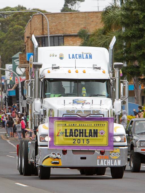 LOVING LACHY: The special passenger in the People's Truck was young cancer fighter Lachlan Heanes. It was driven by his grandfather Mark Heanes. Picture:Adam McLean. 