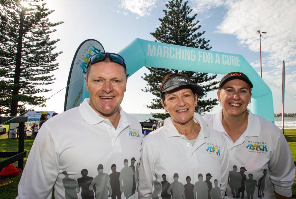 Organisers and supporters: Gus Weston, Anne Clarke and Kristie Ryan took part and helped coordinate Wollongong's Melanoma March.

