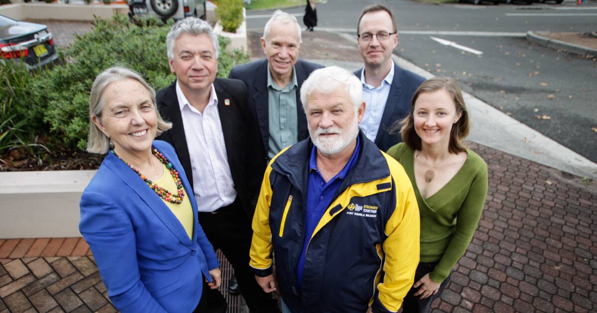 UNITED FRONT: State and federal greens candidates with steel campaigners in Wollongong last month. Picture: Georgia Matts.