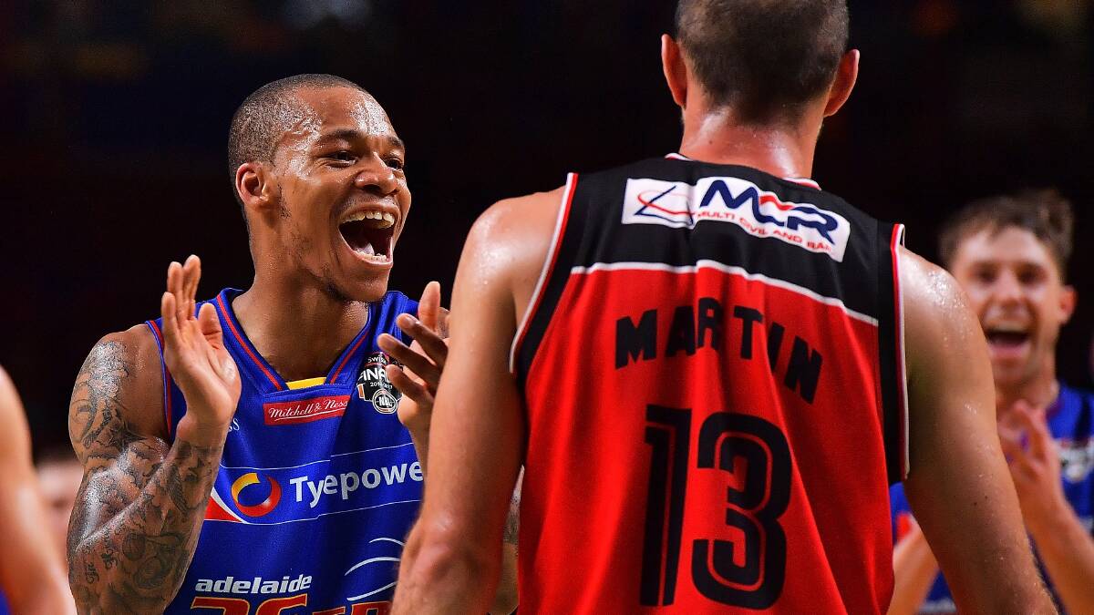 RUBBING IT IN: Adelaide 36ers guard Jerome Randle, who labelled the Hawks "dirty" before the game, during Thursday nights game in Adelaide.