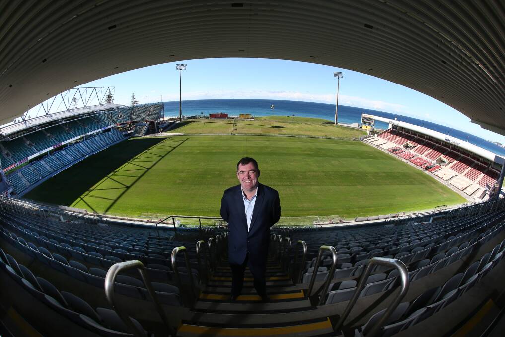 HIGH HOPES: Destination Wollongong general manager Mark Sleigh at WIN Stadium which will host the Super League clash. Picture: Robert Peet. 
