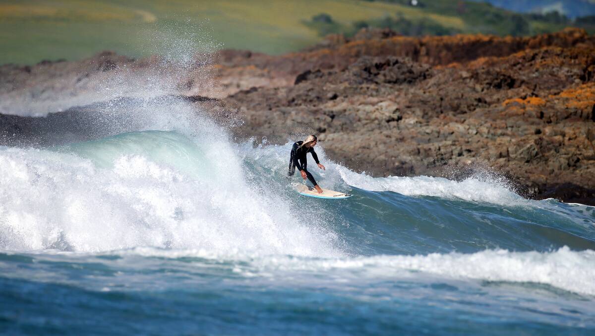 A surfer at The Farm, Killalea State Park on Tuesday. Picture: Sylvia Liber