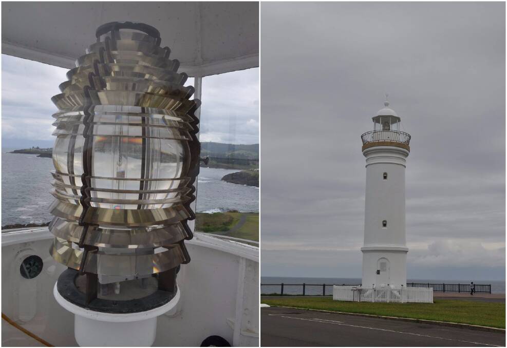 The inside of the Kiama Lighthouse (left), which went out after water got in during Friday night's storms. Pictures: NSW Martime