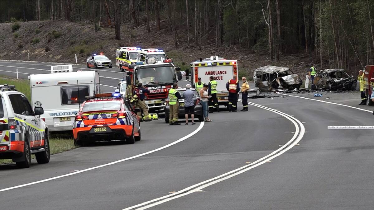 The scene of the fiery Boxing Day crash that claimed the lives of five people. Picture: TNV