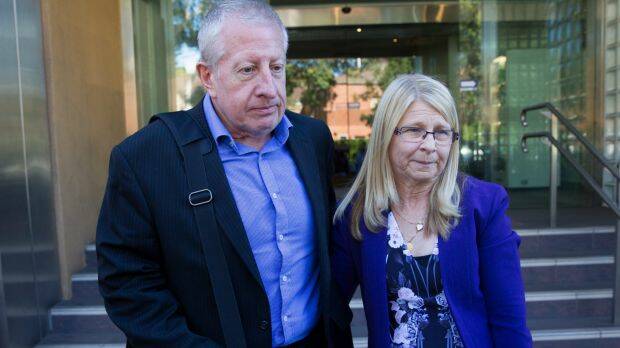 Matthew Leveson's parents, Faye and Mark Leveson, outside the Coroner's Court last year. Picture: Janie Barrett
