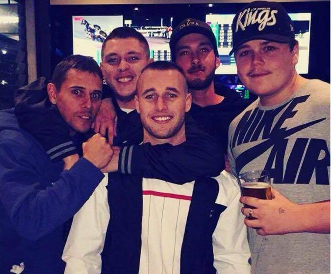 Friends are paying tribute to Porter Coady (at front in white), who died after his motorcycle and a car collided on Lake Entrance Road at Warilla on Monday night. Picture: Supplied