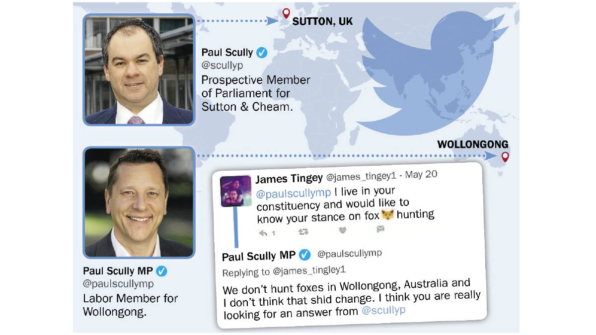 TWITTER TALK: "It has caused a little bit of amusement between myself and my Tory counterpart in the UK, as to the name confusion," Wollongong MP Paul Scully says.