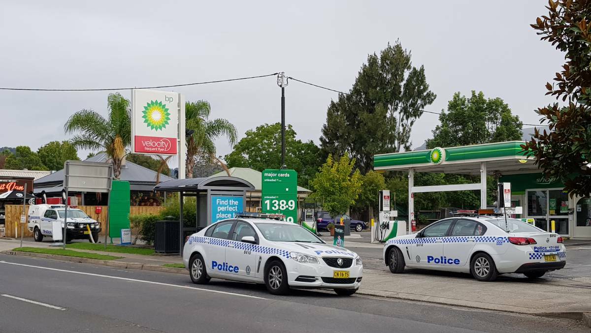 Police on scene after frightening incident for a BP service station attendant early on Friday morning. Picture: Contributed