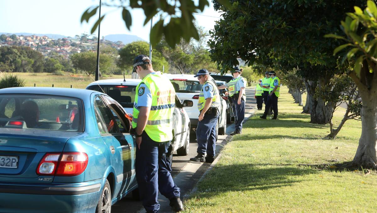 Police conducting random breath testing at Warrawong on Sunday morning, as part of Operation Tortoise. Picture: Sylvia Liber