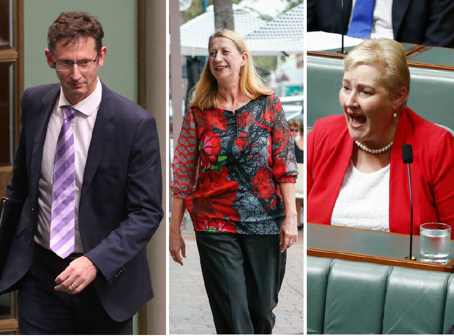 WAR OF WORDS: Illawarra MPs Stephen Jones (Labor, Whitlam), Sharon Bird (Labor, Cunningham) and Ann Sudmalis (Liberal, Gilmore) spoke on school funding this week.
