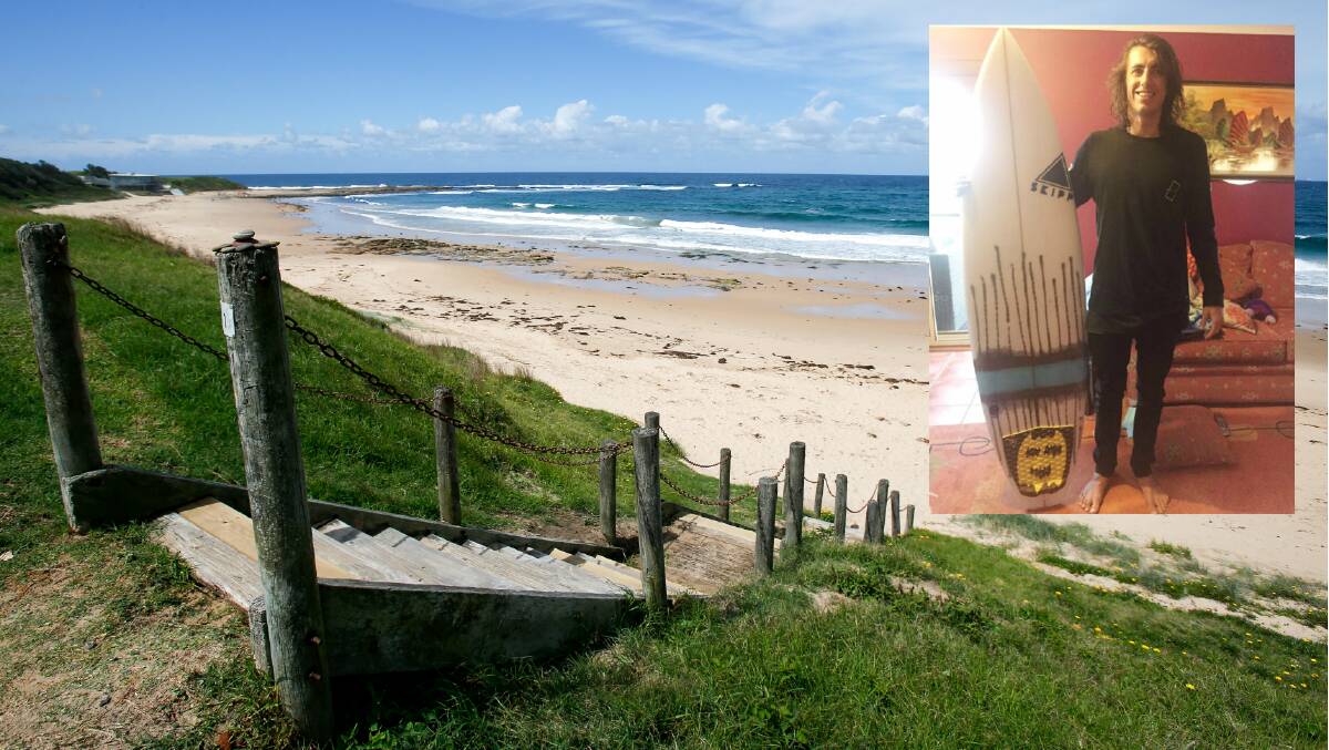 The family and friends of Isaac 'Izzy' Ryan (inset) want these stairs to Sandon Point beach named in the 26-year-old surfer's honour.