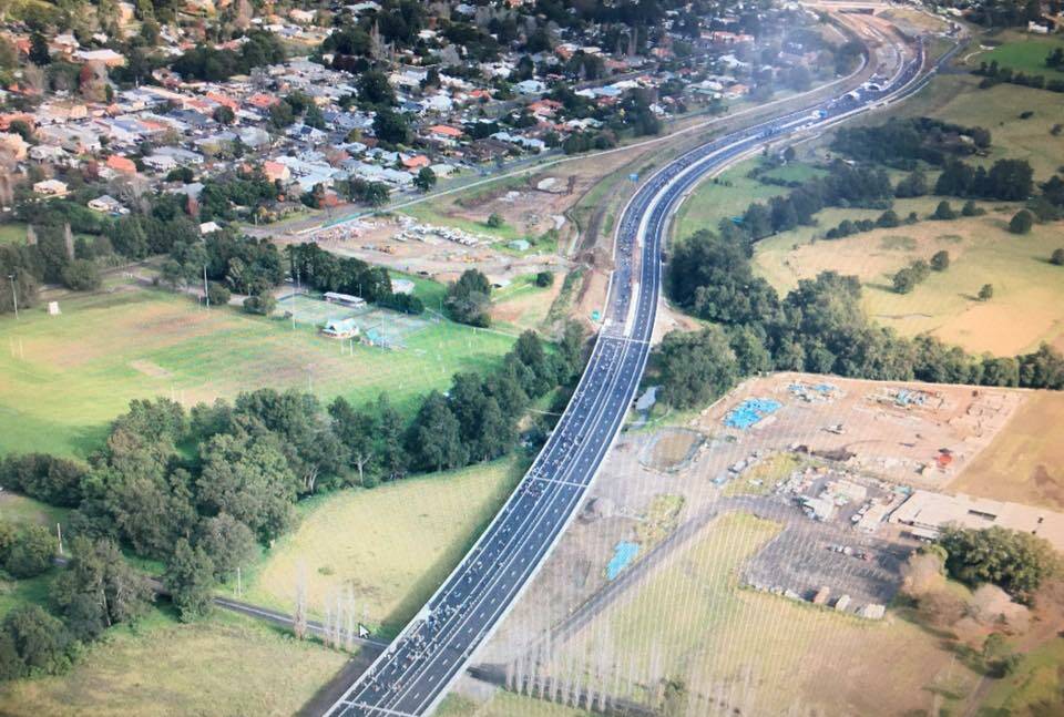 The Berry bypass, as seen from the air during a recent community open day and bridge walk, is due to open to traffic on Thursday night.