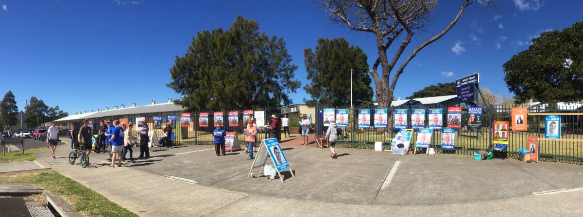 Voters head into Mt Terry Public School at Albion Park to cast their vote. Picture: Andrew Pearson