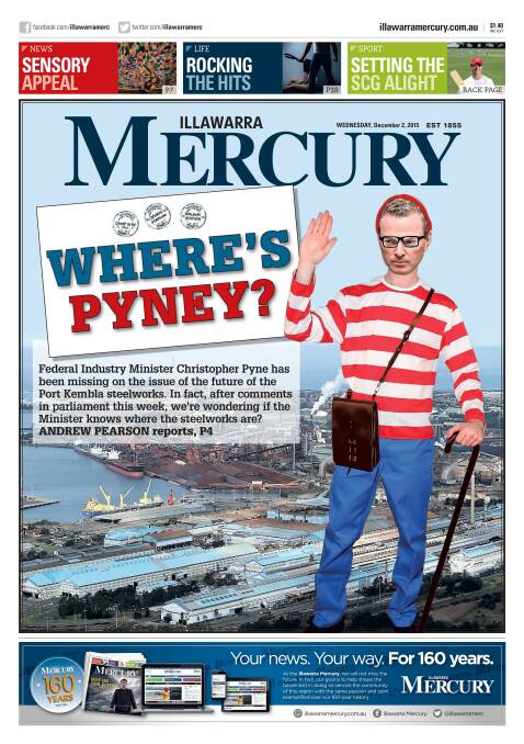 The Illawarra Mercury front page on December 2, 2015. 