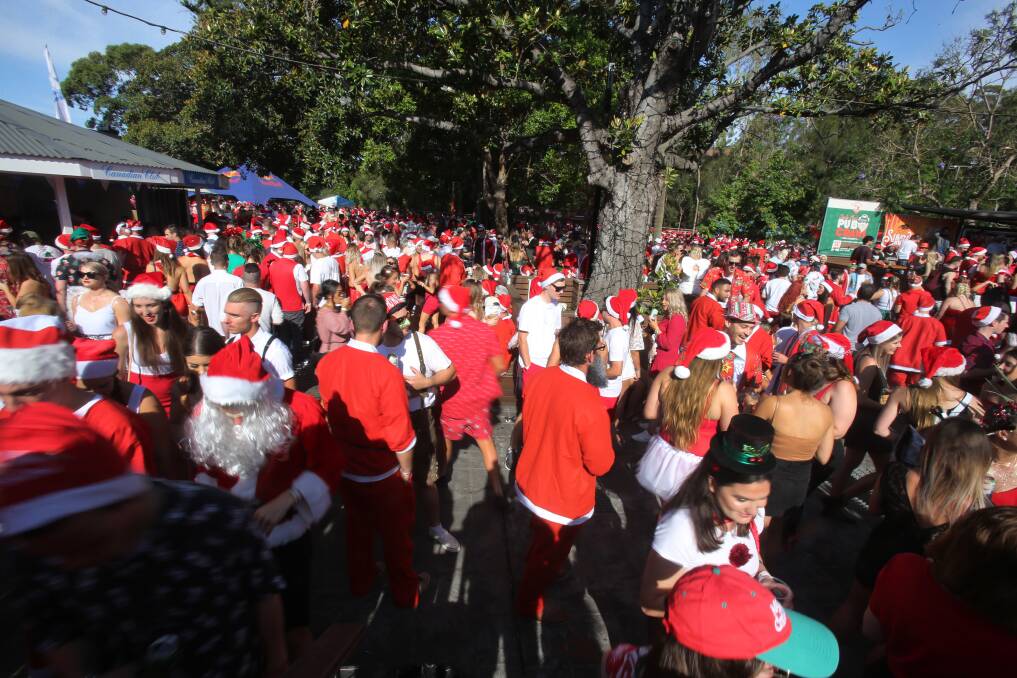 The Santa Claus Pub Crawl at the North Gong Hotel on Saturday. Picture: Robert Peet