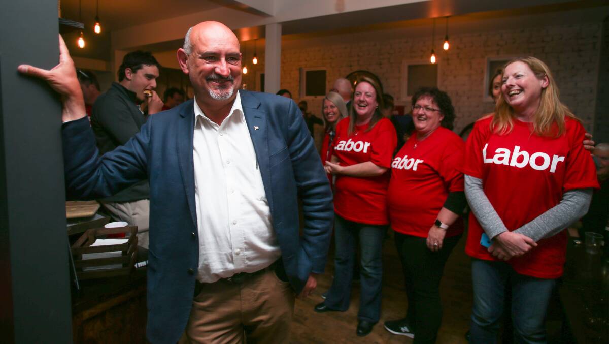 Lord mayoral candidate David Brown with Labor Party faithful on Saturday night. Picture: Georgia Matts