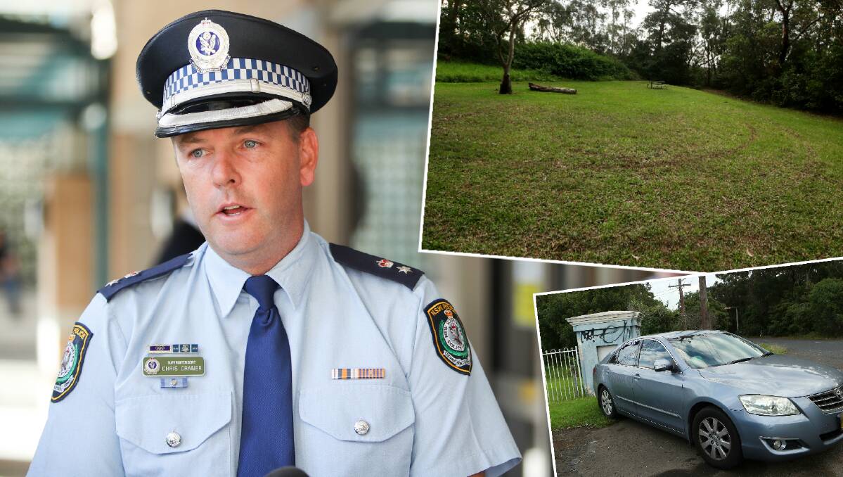 Wollongong police Superintendent Chris Craner; burnouts at Bulli Tops Lookout and Yusuf's car. Pictures: Adam McLean, Sylvia Liber