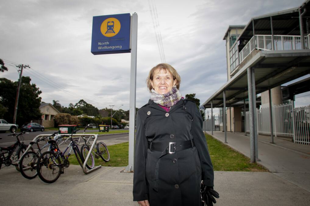 Toula Harwood, from Mount Ousley, doesn't even try to find a car park at North Wollongong train station, opting to walk or be dropped off instead. Picture: Georgia Matts