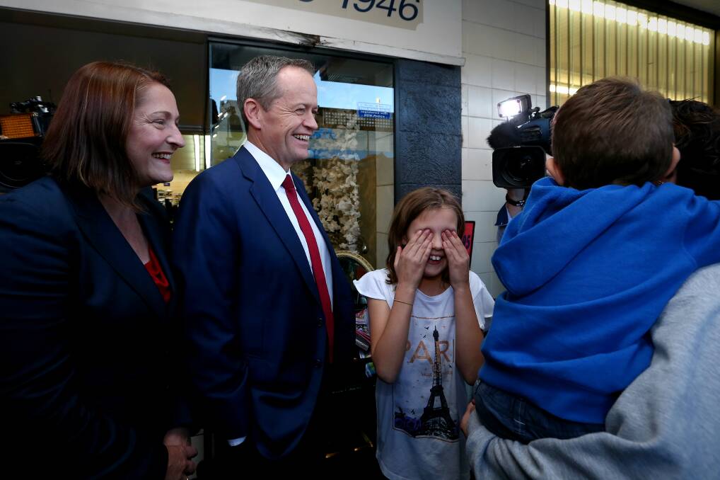 Labor candidate for Gilmore Fiona Phillips with Opposition Leader Bill Shorten during a recent visit to Nowra. Picture: Fairfax
