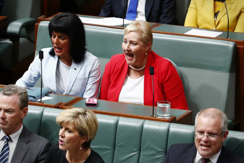 FIRED UP: Gilmore MP Ann Sudmalis reacts angrily in Parliament on Tuesday. Picture: Alex Ellinghausen