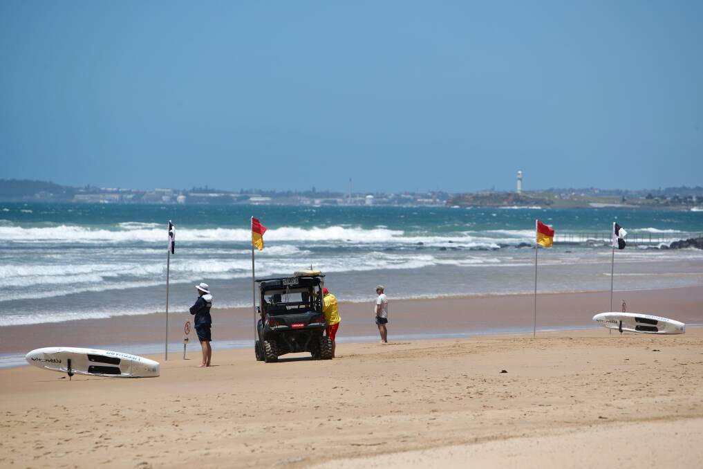 The flags were up at Corrimal beach on Wednesday - the only Wollongong City Council beach open as dangerous surf conditions lingered along the coast. All but one Illawarra beach (Austinmer) are open on Thursday. Picture: Adam McLean