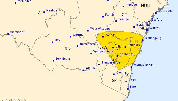 Severe thunderstorm warning for damaging winds, issued at 6.31pm on Tuesday.