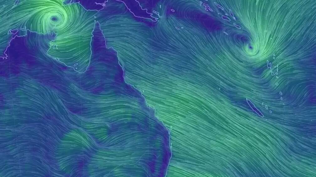 A cyclone formed off Queensland's north west coast on Friday. Photo: EarthWindMap