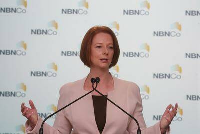 Prime Minister Julia Gillard was in the Illawarra yesterday to announce $25.5 million for the Maldon-Dombarton rail link. Picture: ROBERT PEET